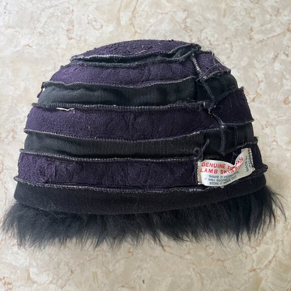VTG MCM Sz S/M Black Tuscan Lambskin Fur Hat main image 5